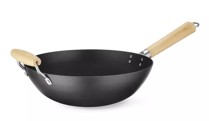 Hiiliteräs Wok-pannu Puukahvoilla - Paistinpannut - H627907 - 1